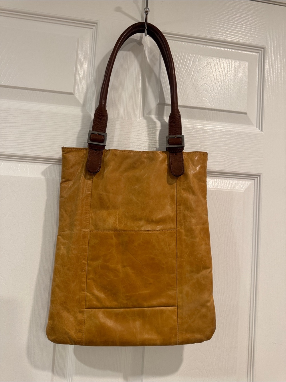 latico tan woven leather tote with brown handles - Picture 6 of 13